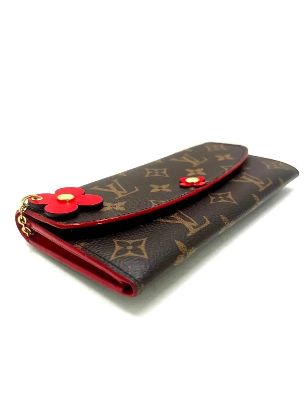 Louis Vuitton Monogram Portefeuille Emily Flower Charm Cerise Wallet